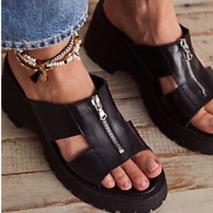 Free People Wishbone Zip Front Sandals
